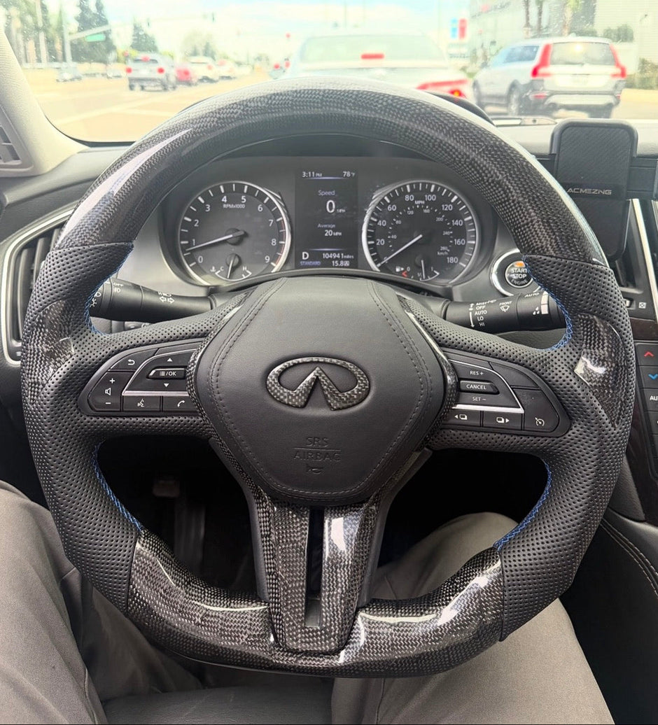Custom Infiniti Q60/Q50 2018-2023 Carbon Fiber Steering Wheel || Made to Order